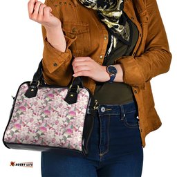 Pink Cockatoo Australia Shoulder Handbag Tropical Flowers - Seamless Pattern