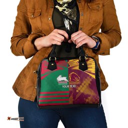 Custom NRL Rabbitohs and Broncos Shoulder Handbag Sporty Style