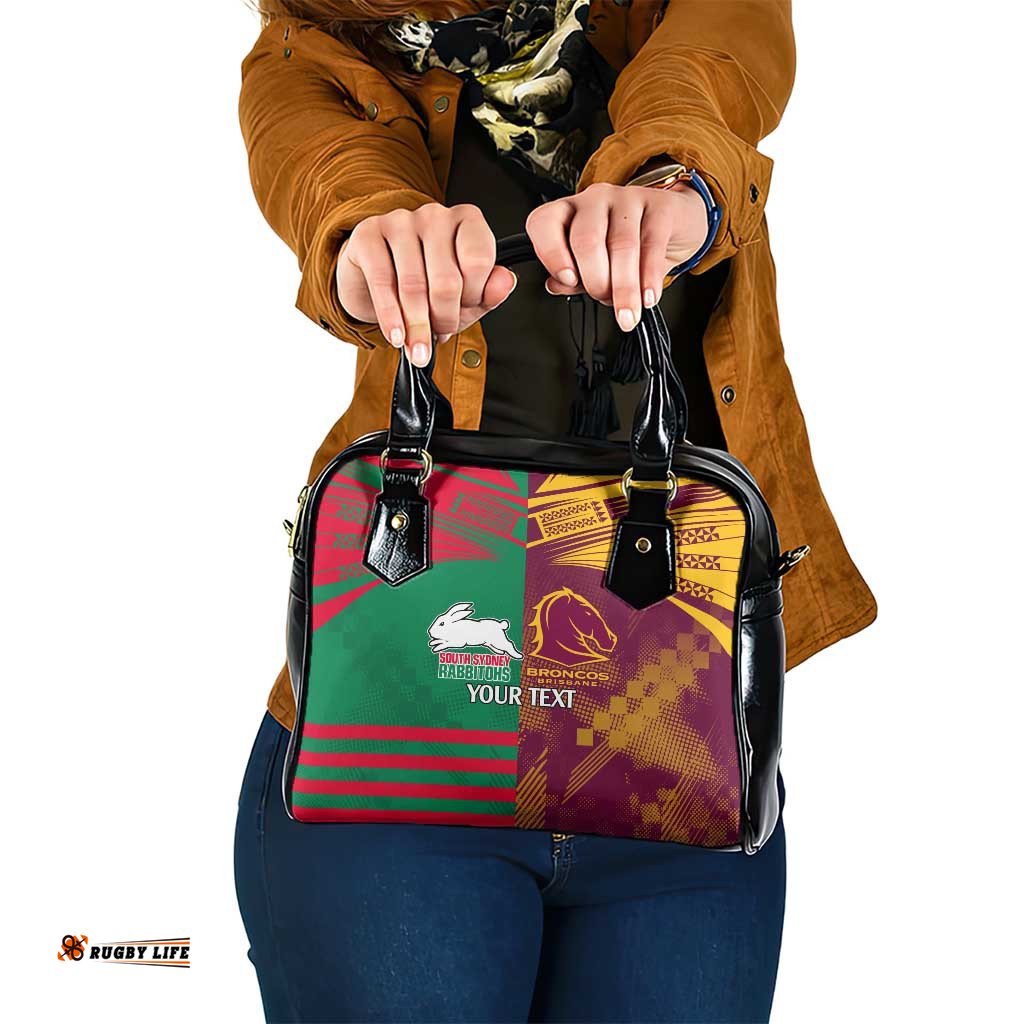 Custom NRL Rabbitohs and Broncos Shoulder Handbag Sporty Style