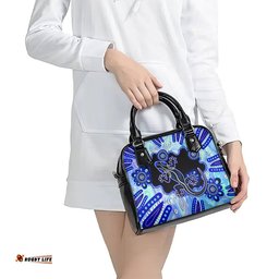 Australia Shoulder Handbag Aussie Opal Pattern With Lizard Aboriginal Art - Turquoise