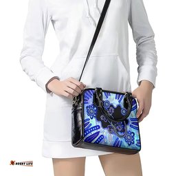 Australia Shoulder Handbag Aussie Opal Pattern With Lizard Aboriginal Art - Turquoise