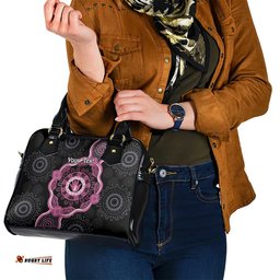 Personalised Australia Breast Cancer Shoulder Handbag Brave Strong Aboriginal Art