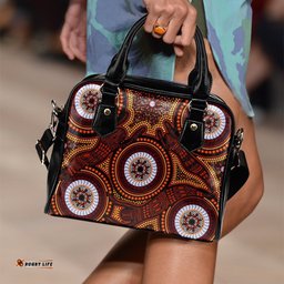 Aboriginal Shoulder Handbag - Aboriginal Human Dot Painting Art