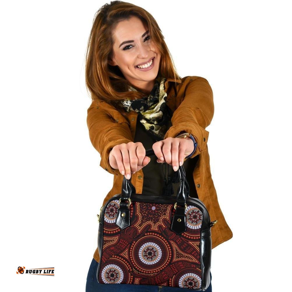 Aboriginal Shoulder Handbag - Aboriginal Human Dot Painting Art