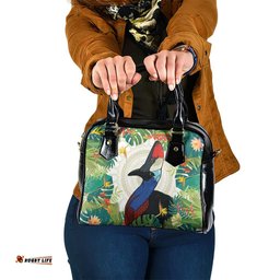 Cassowary Australia Shoulder Handbag Tropical Flowers Mix Aboriginal Art