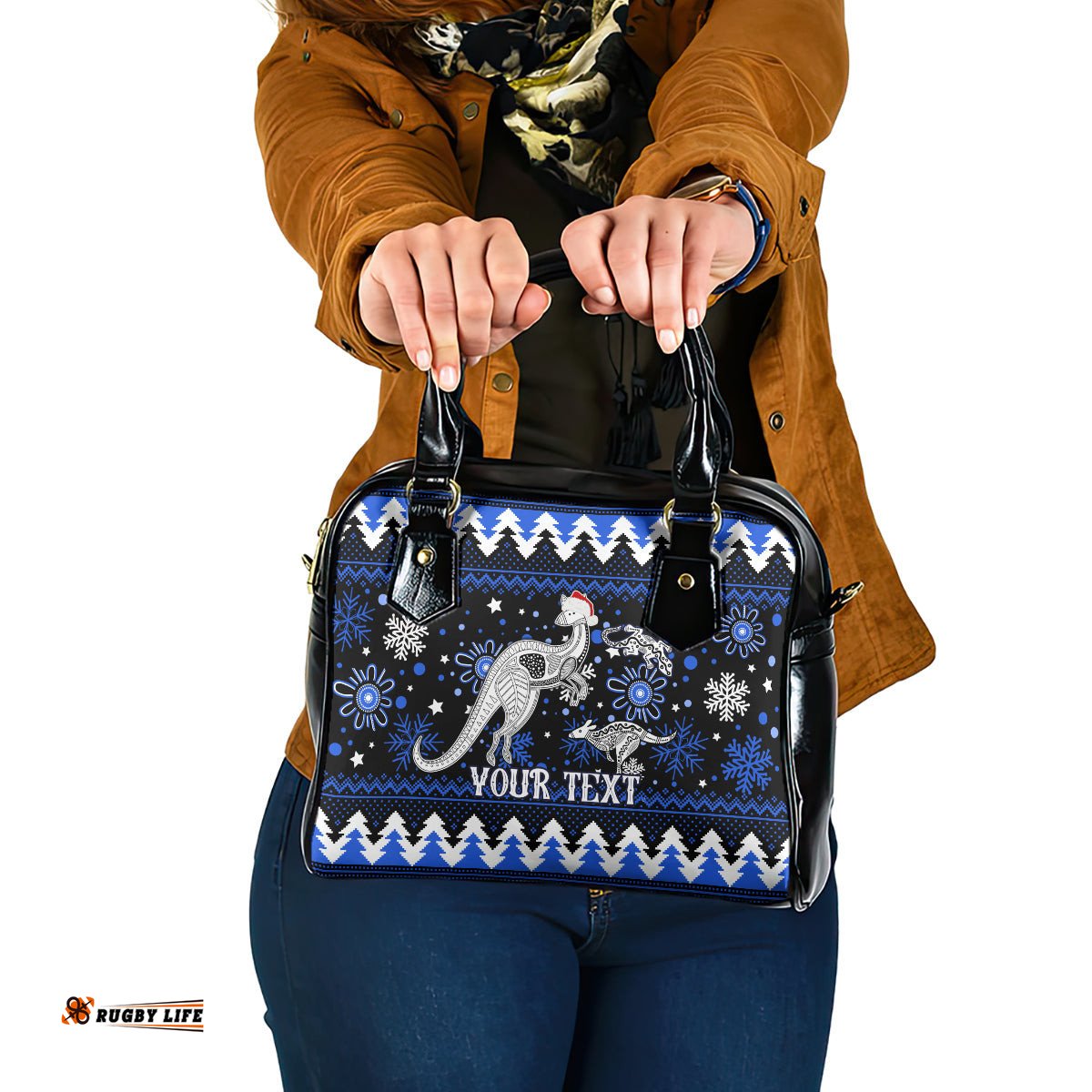 Custom North Kangaroos Football Shoulder Handbag Roos Christmas Vibe 2023