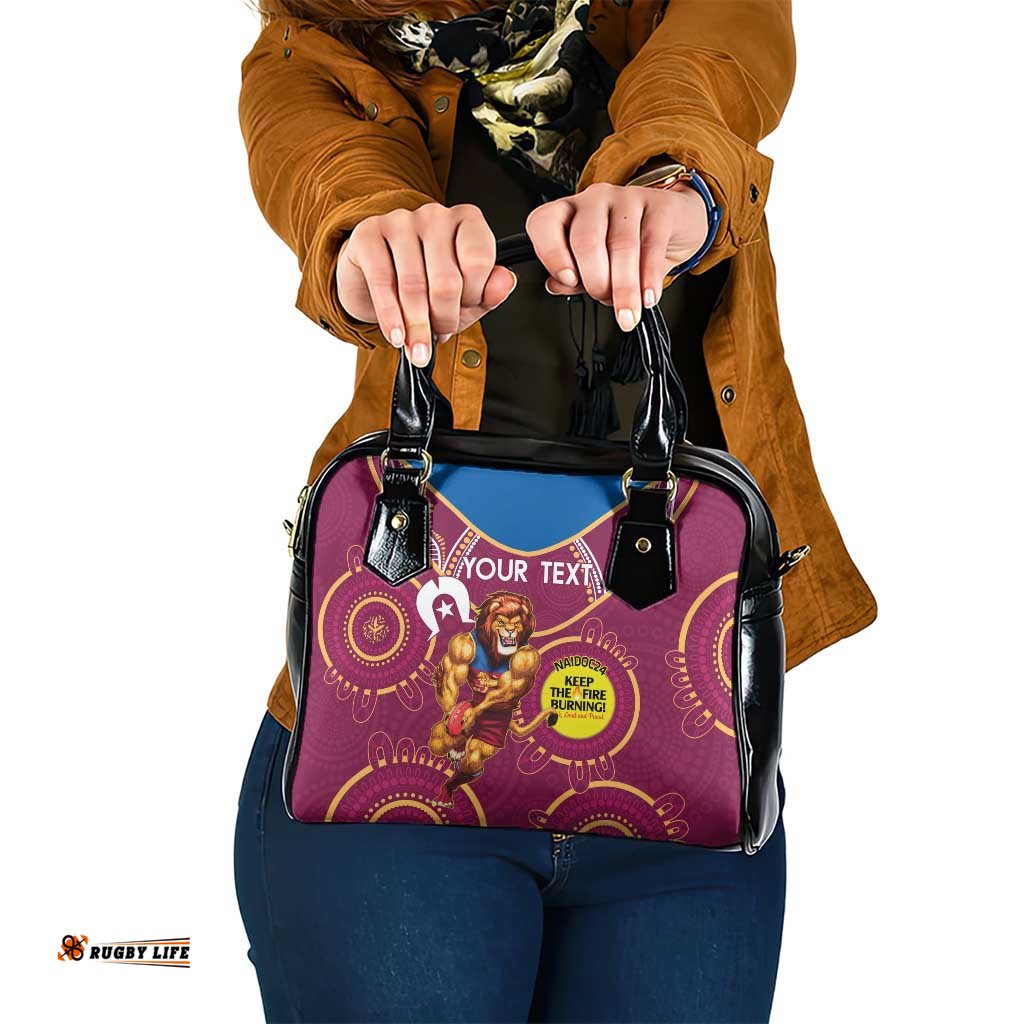 Custom AFL Brisbane Lions NAIDOC Week Shoulder Handbag Keep The Fire Burning Indigenous Art