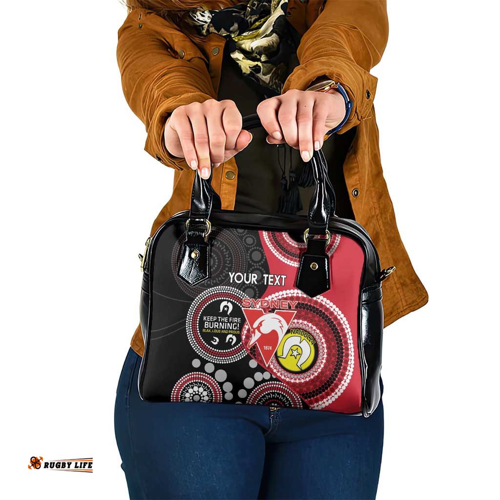 Custom AFL Swans NAIDOC Week Shoulder Handbag Keep The Fire Burning Indigenous Art