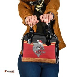 NRL Dolphins Mascot Christmas Personalised Shoulder Handbag Black Style