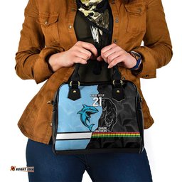 NRL Panthers-Shark Mascot Custom Shoulder Handbag Cracked Metal Style