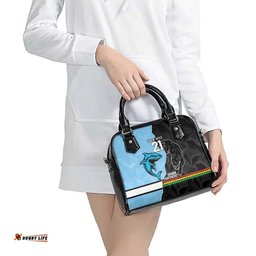 NRL Panthers-Shark Mascot Custom Shoulder Handbag Cracked Metal Style
