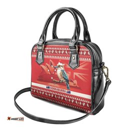 Aussie Kookaburra Shoulder Handbag Merry Christmas Red Style
