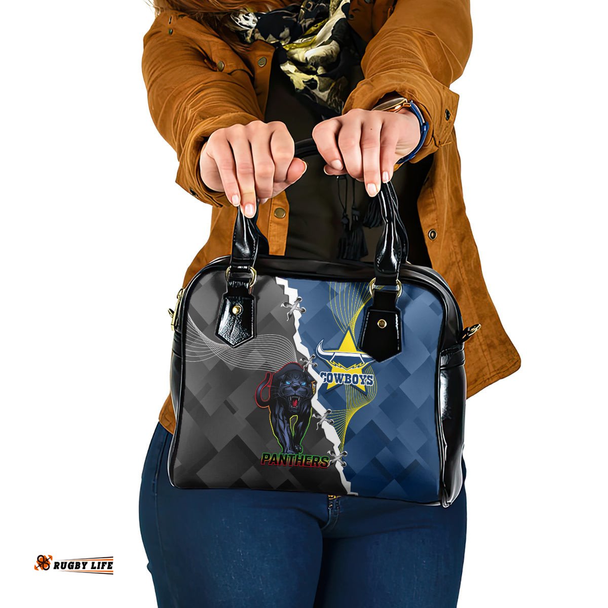 Panthers And Cowboys Rugby Shoulder Handbag Sporty Version