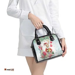 Australia Christmas Shoulder Handbag Kangaroo Santa With Aussie Flower - Watercolor