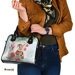 Australia Christmas Shoulder Handbag Kangaroo Santa With Aussie Flower - Watercolor