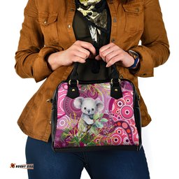 Personalised Australia Shoulder Handbag Cute Koala With Golden Wattle Indigenous Art