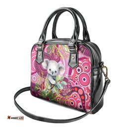Personalised Australia Shoulder Handbag Cute Koala With Golden Wattle Indigenous Art