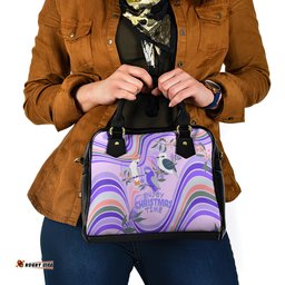 Australia Hippie Christmas Shoulder Handbag Cockatoo Kookaburra with Wattle Violet Pastel Color