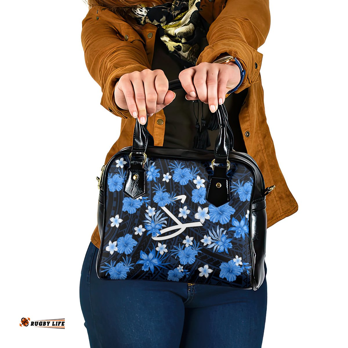 Australian Strikers Cricket Shoulder Handbag Baeuty Pacific Hibiscus and Polynesian Pattern