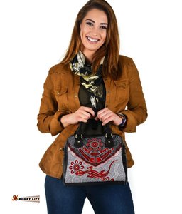 Aboriginal Shoulder Handbag - Indigenous Boomerang and Lizard Art