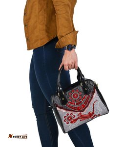 Aboriginal Shoulder Handbag - Indigenous Boomerang and Lizard Art