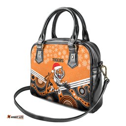 Custom Tigers Rugby Christmas Shoulder Handbag Merry Xmas 2023 Mix Aboriginal Art
