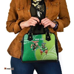 Personalised Rabbitohs And Raiders Rugby Shoulder Handbag Aboriginal Mix Polynesian Pattern