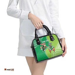 Personalised Rabbitohs And Raiders Rugby Shoulder Handbag Aboriginal Mix Polynesian Pattern