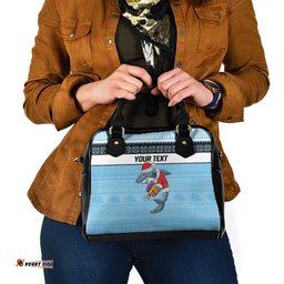 NRL Cronulla-Sutherland Christmas Personalised Shoulder Handbag with Sharkies Santa