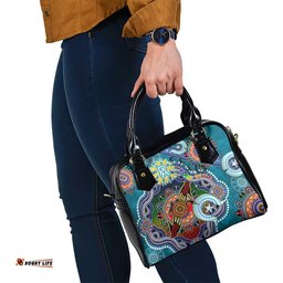 Custom NAIDOC Week 2024 Port Adelaide Power Shoulder Handbag Australia Aboriginal Dot Painting DT02