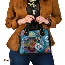 Custom NAIDOC Week 2024 Port Adelaide Power Shoulder Handbag Australia Aboriginal Dot Painting DT02