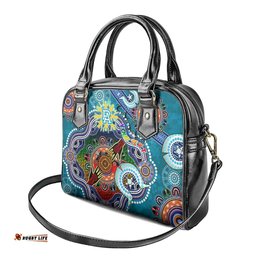 Custom NAIDOC Week 2024 Port Adelaide Power Shoulder Handbag Australia Aboriginal Dot Painting DT02