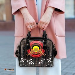 Shoulder Handbag - Kangaroo with Tribal Pattern and Aboriginal Flag