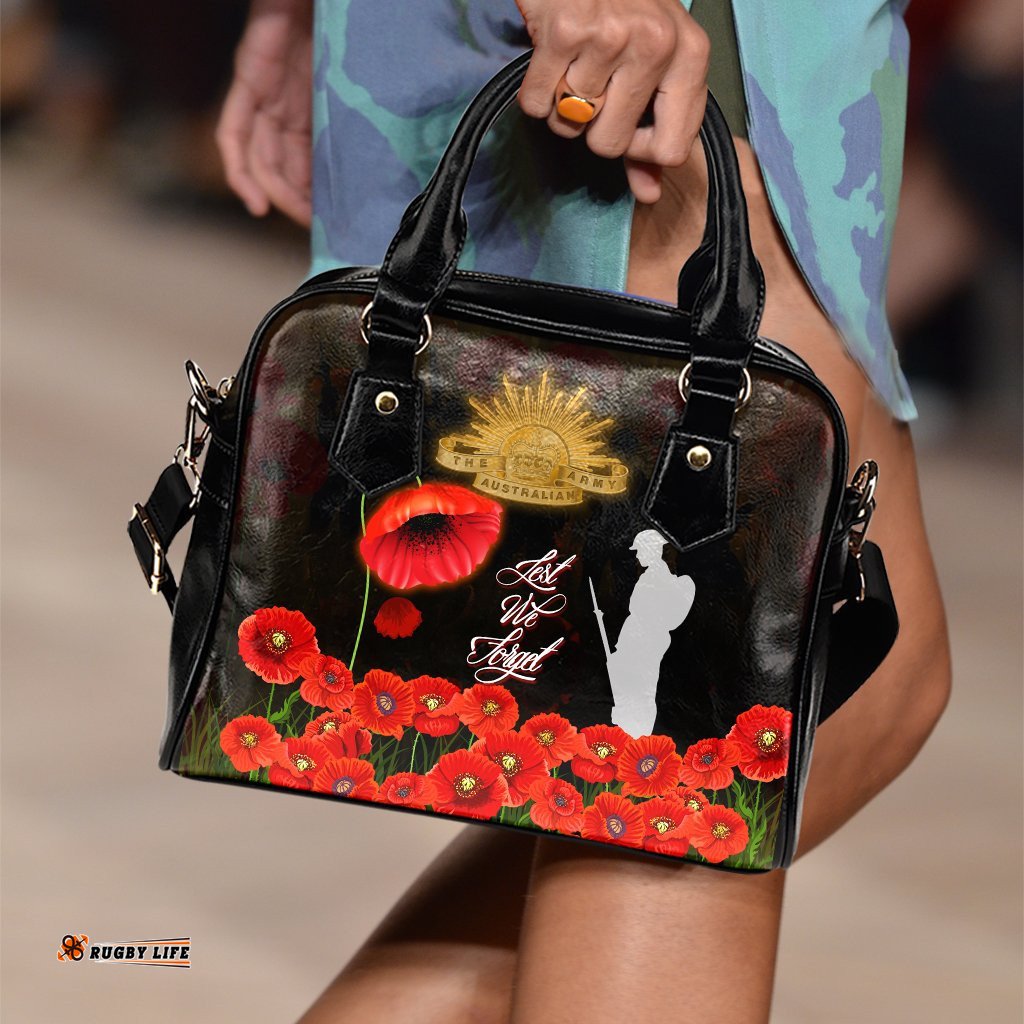 Anzac Shoulder Handbag - Remembrance Poppy Flowers