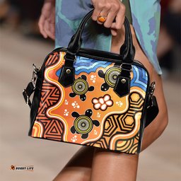 Aboriginal Shoulder Handbag - Indigenous Art Patterns Ver04