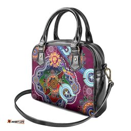 Custom NAIDOC Week 2024 Brisbane Lions Shoulder Handbag Australia Aboriginal Dot Painting DT02