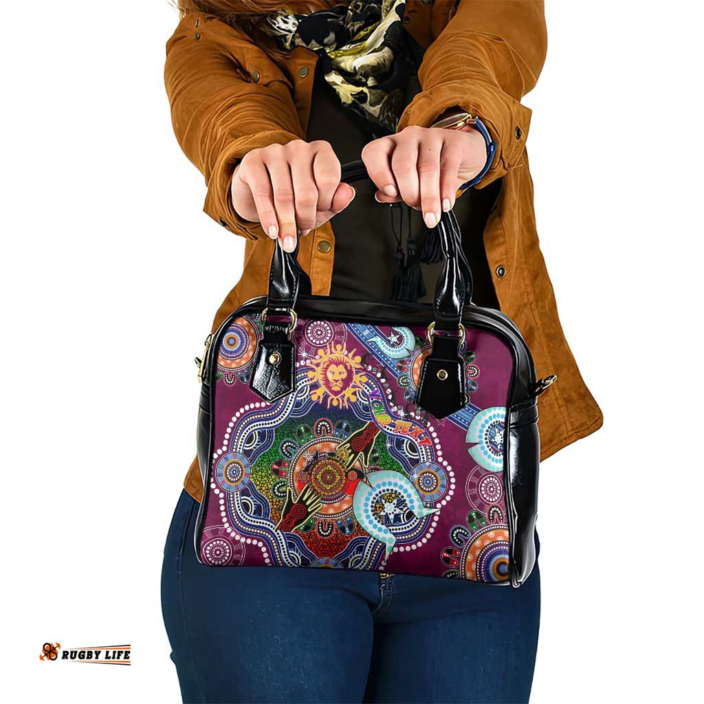 Custom NAIDOC Week 2024 Brisbane Lions Shoulder Handbag Australia Aboriginal Dot Painting DT02