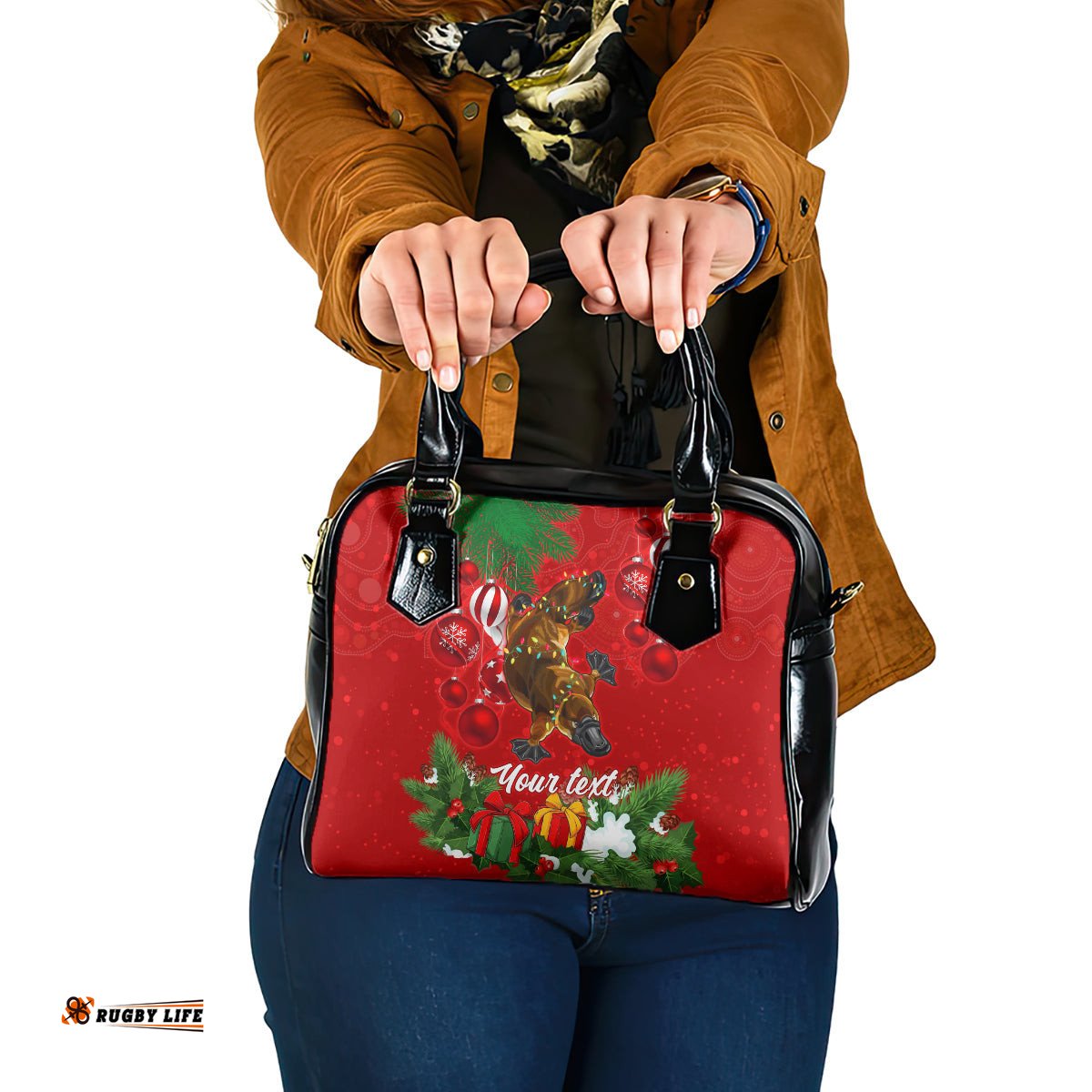 Personalised Platypus Lover Shoulder Handbag Australia Merry Christmas Aboriginal
