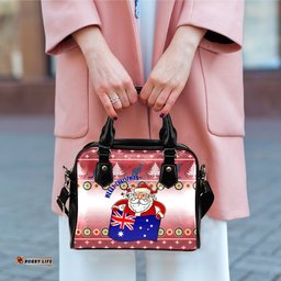 Christmas Shoulder Handbags - Australia Santa Claus Hold The Flag  Red