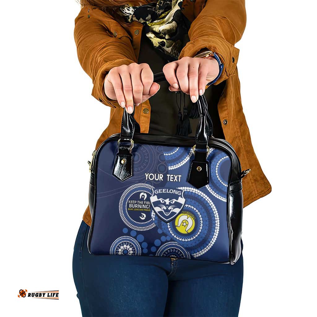 Custom AFL Geelong NAIDOC Week Shoulder Handbag Keep The Fire Burning Indigenous Art
