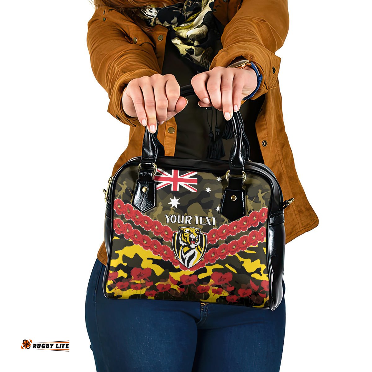 Custom Richmond Tigers Football Shoulder Handbag ANZAC Lest We Forget