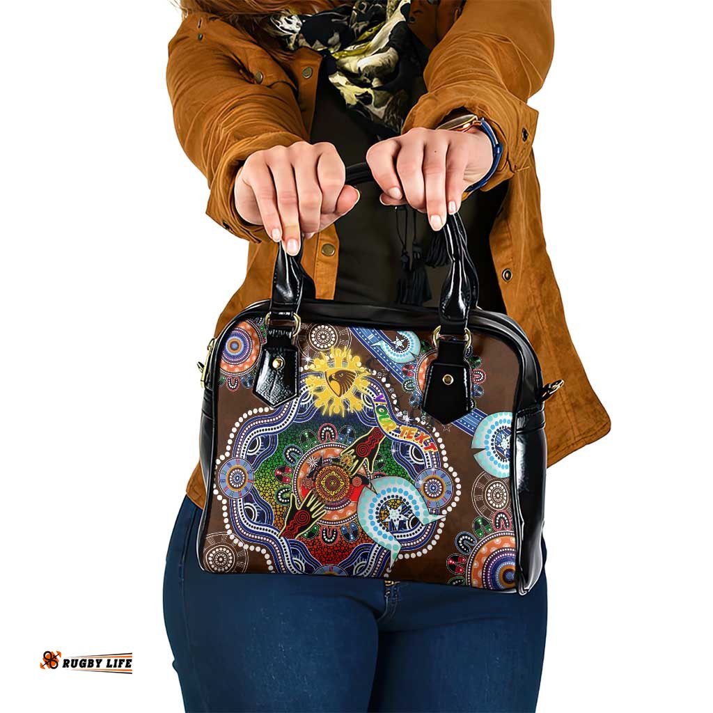 Custom NAIDOC Week 2024 Hawthorn Hawks Shoulder Handbag Australia Aboriginal Dot Painting DT02
