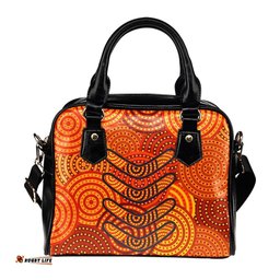 Aboriginal Shoulder Handbag - Aboriginal Boomerangs And Dot Circle