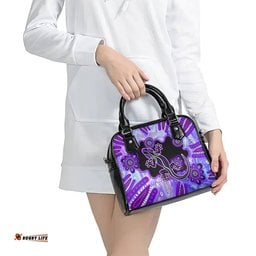 Australia Opal Shoulder Handbag Aussie Lizard With Aboriginal Art - Purple