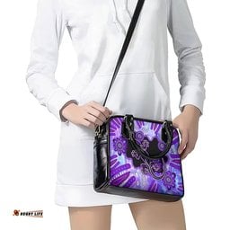 Australia Opal Shoulder Handbag Aussie Lizard With Aboriginal Art - Purple