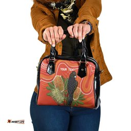 Personalised Australia Banksia And Black Cockatoo Shoulder Handbag Aboriginal Art