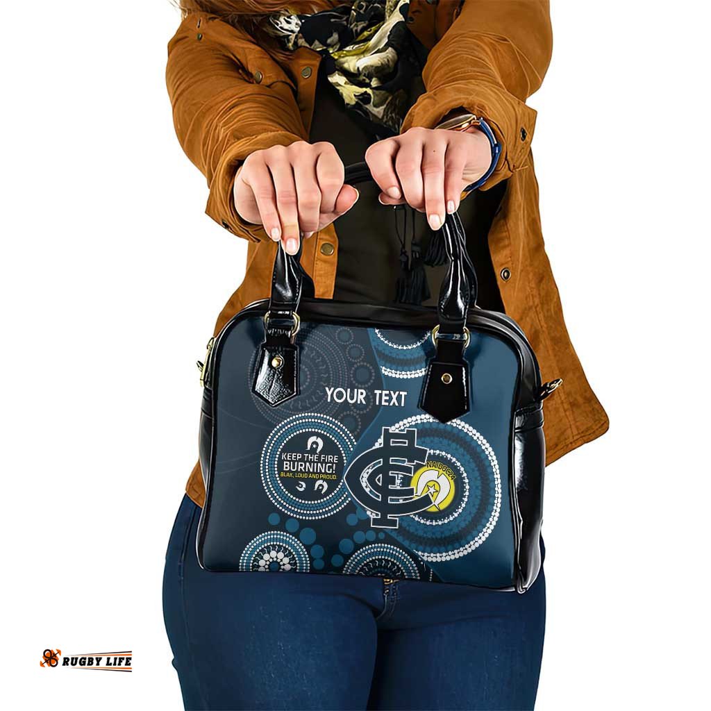 Custom AFL Carlton NAIDOC Week Shoulder Handbag Keep The Fire Burning Indigenous Art