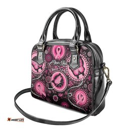 Personalised Australia Indigenous Shoulder Handbag Breast Cancer Ribbon Think Pink - Black Version