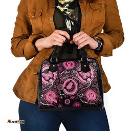 Personalised Australia Indigenous Shoulder Handbag Breast Cancer Ribbon Think Pink - Black Version