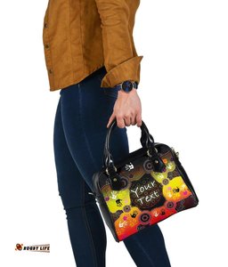 Custom Aboriginal Shoulder Handbag, Indigenous Circle Dot Painting Hand Art